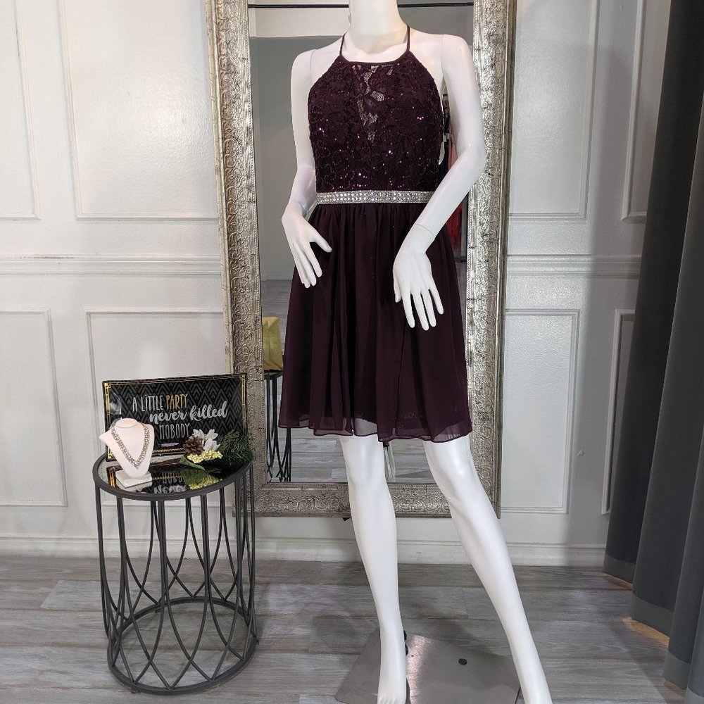Burgundy Wine Cocktail Homecoming Formal Dress